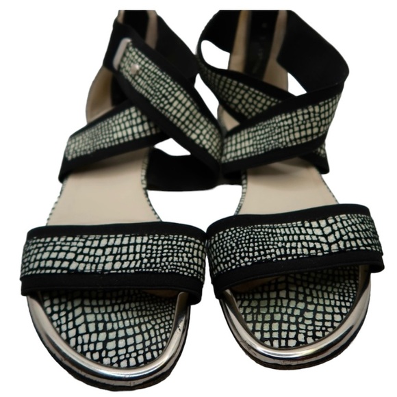 STUART WEITZMAN Speckled Embossed Print Cross Cross Ankle Flats - Picture 1 of 12